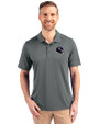 Chicago Bears NFL Helmet Cutter & Buck Prospect Eco Textured Stretch Recycled Mens Short Sleeve Polo Elemental Grey Front