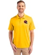 Kansas City Chiefs NFL Helmet Cutter & Buck Prospect Eco Textured Stretch Recycled Mens Short Sleeve Polo College Gold Front
