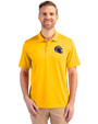 Los Angeles Rams NFL Helmet Cutter & Buck Prospect Eco Textured Stretch Recycled Mens Short Sleeve Polo College Gold Front