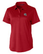New England Patriots NFL Helmet Cutter & Buck Prospect Eco Textured Stretch Recycled Womens Short Sleeve Polo Cardinal Red Mannequin