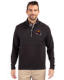 Washington Commanders NFL Helmet Cutter & Buck Adapt Eco Knit Hybrid Recycled Mens Quarter Zip Black Front