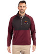 Washington Commanders NFL Helmet Cutter & Buck Adapt Eco Knit Hybrid Recycled Mens Quarter Zip Bordeaux/Black Front