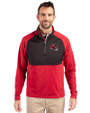 Kansas City Chiefs NFL Helmet Cutter & Buck Adapt Eco Knit Hybrid Recycled Mens Quarter Zip Cardinal Red/Black Front