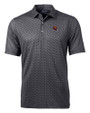 Washington Commanders NFL Helmet Cutter & Buck Pike Banner Print Stretch Mens Polo Black Mannequin