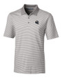 Denver Broncos NFL Helmet Cutter & Buck Forge Tonal Stripe Stretch Mens Big and Tall Polo Polished Medium Gray Mannequin