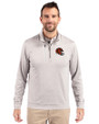 Cincinnati Bengals NFL Helmet Cutter & Buck Stealth Heathered Quarter Zip Mens Pullover Polished Medium Gray Front