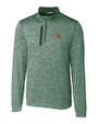 Green Bay Packers NFL Helmet Cutter & Buck Stealth Heathered Quarter Zip Mens Pullover Hunter Green Mannequin