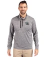 Las Vegas Raiders NFL Helmet Cutter & Buck Stealth Heathered Mens Quarter Zip Elemental Grey Front