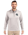 Las Vegas Raiders NFL Helmet Cutter & Buck Stealth Heathered Quarter Zip Mens Pullover Polished Medium Gray Front