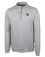 New England Patriots NFL Helmet Cutter & Buck Stealth Heathered Quarter Zip Mens Pullover Polished Medium Gray Mannequin