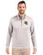 San Francisco 49ers NFL Helmet Cutter & Buck Stealth Heathered Quarter Zip Mens Pullover Polished Medium Gray Front