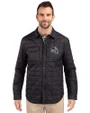 Carolina Panthers NFL Helmet Cutter & Buck Rainier PrimaLoft® Mens Big and Tall Eco Insulated Quilted Shirt Jacket Black Front
