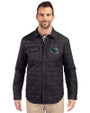 Philadelphia Eagles NFL Helmet Cutter & Buck Rainier PrimaLoft® Mens Big and Tall Eco Insulated Quilted Shirt Jacket Black Front