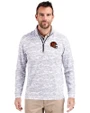 Cincinnati Bengals NFL Helmet Cutter & Buck Traverse Stretch Eco Camo Print Quarter Zip Mens Pullover Charcoal Front