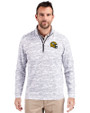 Green Bay Packers NFL Helmet Cutter & Buck Traverse Stretch Eco Camo Print Quarter Zip Mens Pullover Charcoal Front