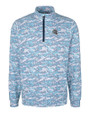New England Patriots NFL Helmet Cutter & Buck Traverse Stretch Eco Camo Print Quarter Zip Mens Pullover Indigo Mannequin