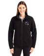 Minnesota Vikings NFL Helmet Cutter & Buck Cascade Eco Fleece Womens Full Zip Jacket Black Front