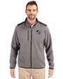 Carolina Panthers NFL Helmet Cutter & Buck Cascade Eco Fleece Mens Full Zip Jacket Elemental Grey/Black Front