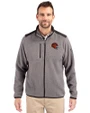Cincinnati Bengals NFL Helmet Cutter & Buck Cascade Epic Comfort Recycled Sherpa Fleece Mens Full Zip Jacket Elemental Grey/Black Front