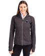 Los Angeles Rams NFL Helmet Cutter & Buck Mainsail Sweater-Knit Womens Full Zip Jacket Charcoal Heather Front