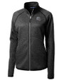 New England Patriots NFL Helmet Cutter & Buck Mainsail Sweater-Knit Womens Full Zip Jacket Charcoal Heather Mannequin