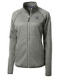 New England Patriots NFL Helmet Cutter & Buck Mainsail Sweater-Knit Womens Full Zip Jacket Polished Heather Mannequin