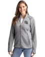 New Orleans Saints NFL Helmet Cutter & Buck Mainsail Sweater-Knit Womens Full Zip Jacket Polished Heather Front
