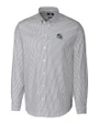 Carolina Panthers NFL Helmet Cutter & Buck Easy Care Stretch Oxford Stripe Mens Big & Tall Long Sleeve Button Down Shirt Charcoal Mannequin