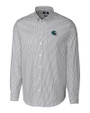 Philadelphia Eagles NFL Helmet Cutter & Buck Stretch Oxford Stripe Mens Big and Tall Long Sleeve Dress Shirt Charcoal Mannequin