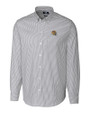 San Francisco 49ers NFL Helmet Cutter & Buck Stretch Oxford Stripe Mens Big and Tall Long Sleeve Dress Shirt Charcoal Mannequin