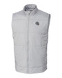 New England Patriots NFL Helmet Cutter & Buck Stealth Hybrid Quilted Mens Big and Tall Windbreaker Vest Polished Medium Gray Mannequin