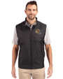 San Francisco 49ers NFL Helmet Cutter & Buck Stealth Hybrid Quilted Mens Big and Tall Windbreaker Vest Black Front