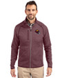 Washington Commanders NFL Helmet Cutter & Buck Mainsail Sweater-Knit Mens Full Zip Jacket Bordeaux Heather Front