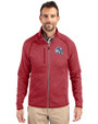 Buffalo Bills NFL Helmet Cutter & Buck Mainsail Sweater-Knit Mens Full Zip Jacket Cardinal Red Heather Front