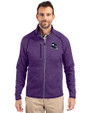 Minnesota Vikings NFL Helmet Cutter & Buck Mainsail Sweater-Knit Mens Full Zip Jacket College Purple Heather Front