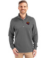 Washington Commanders NFL Helmet Cutter & Buck Traverse Stretch Eco Quarter Zip Mens Big and Tall Pullover Elemental Grey Front