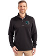Philadelphia Eagles NFL Helmet Cutter & Buck Traverse Stretch Eco Quarter Zip Mens Big and Tall Pullover Black Front