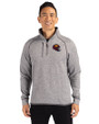 Washington Commanders NFL Helmet Cutter & Buck Mainsail Sweater-Knit Mens Big & Tall Half Zip Jacket Polished Heather Front