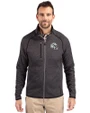 Miami Dolphins NFL Helmet Cutter & Buck Mainsail Sweater-Knit Mens Big and Tall Full Zip Jacket Charcoal Heather Front