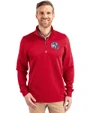 Buffalo Bills NFL Helmet Cutter & Buck Traverse Stretch Eco Quarter Zip Mens Pullover Red Front
