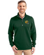 Green Bay Packers NFL Helmet Cutter & Buck Traverse Stretch Eco Quarter Zip Mens Pullover Hunter Green Front