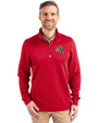 San Francisco 49ers NFL Helmet Cutter & Buck Traverse Stretch Eco Quarter Zip Mens Pullover Red Front