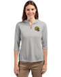 Green Bay Packers NFL Helmet Cutter & Buck Virtue Eco Pique Recycled Half Zip Pullover Womens Hoodie Polished Medium Gray Front