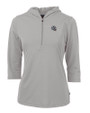 New England Patriots NFL Helmet Cutter & Buck Virtue Eco Pique Recycled Half Zip Pullover Womens Hoodie Polished Medium Gray Mannequin