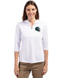 Philadelphia Eagles NFL Helmet Cutter & Buck Virtue Eco Pique Recycled Half Zip Pullover Womens Hoodie White Front