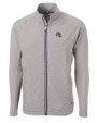 New England Patriots NFL Helmet Cutter & Buck Adapt Eco Knit Hybrid Recycled Mens Full Zip Jacket Polished Medium Gray Mannequin