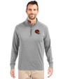 Cincinnati Bengals NFL Helmet Cutter & Buck Adapt Eco Knit Stretch Recycled Mens Quarter Zip Pullover Polished Medium Gray Front