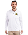 Green Bay Packers NFL Helmet Cutter & Buck Adapt Eco Knit Stretch Recycled Mens Quarter Zip Pullover White Front