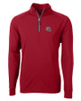 New England Patriots NFL Helmet Cutter & Buck Adapt Recycled Soft Knit Stretch  Mens Quarter Zip Pullover Cardinal Red Mannequin