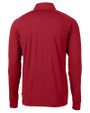 New England Patriots NFL Helmet Cutter & Buck Adapt Eco Knit Stretch Recycled Mens Quarter Zip Pullover Cardinal Red Mannequin Back